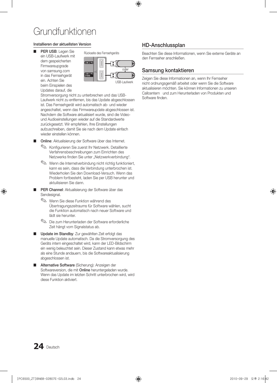 Grundfunktionen | Samsung PS50C6500TP User Manual | Page 138 / 172