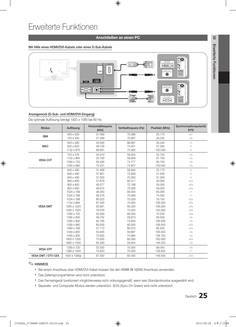 Erweiterte funktionen | Samsung PS50C6500TP User Manual | Page 139 / 172