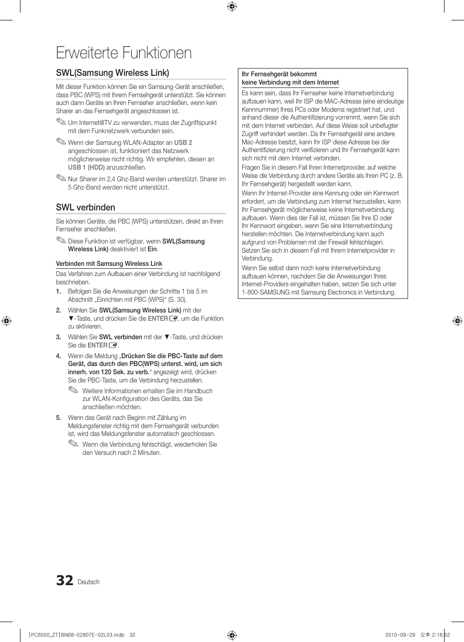 Erweiterte funktionen | Samsung PS50C6500TP User Manual | Page 146 / 172