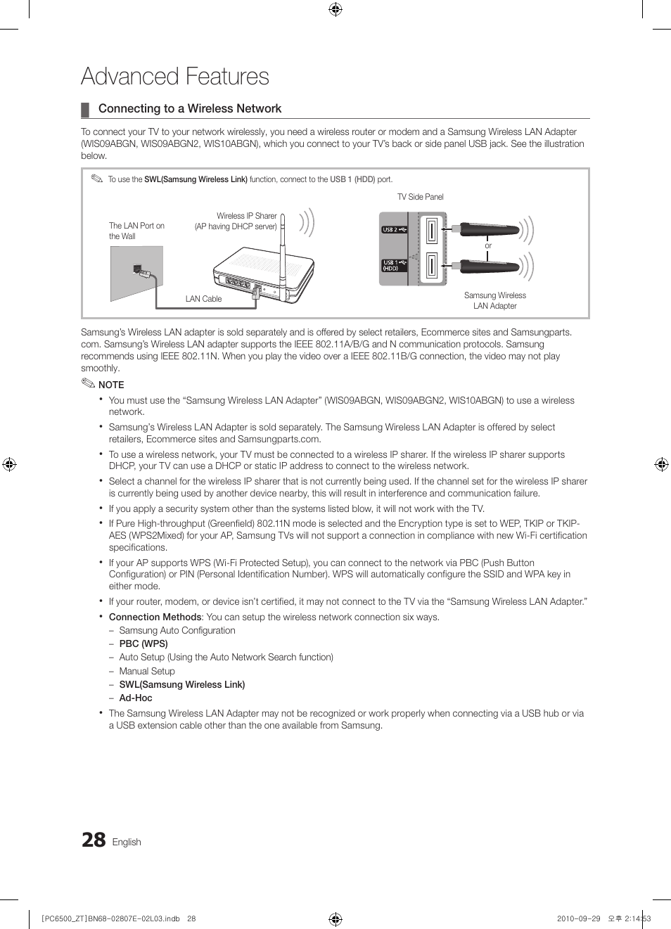 Advanced features | Samsung PS50C6500TP User Manual | Page 28 / 172