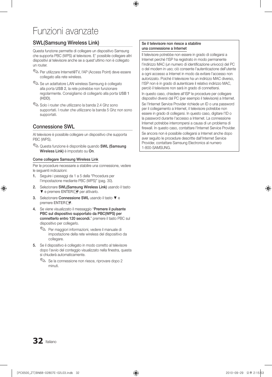 Funzioni avanzate | Samsung PS50C6500TP User Manual | Page 89 / 172