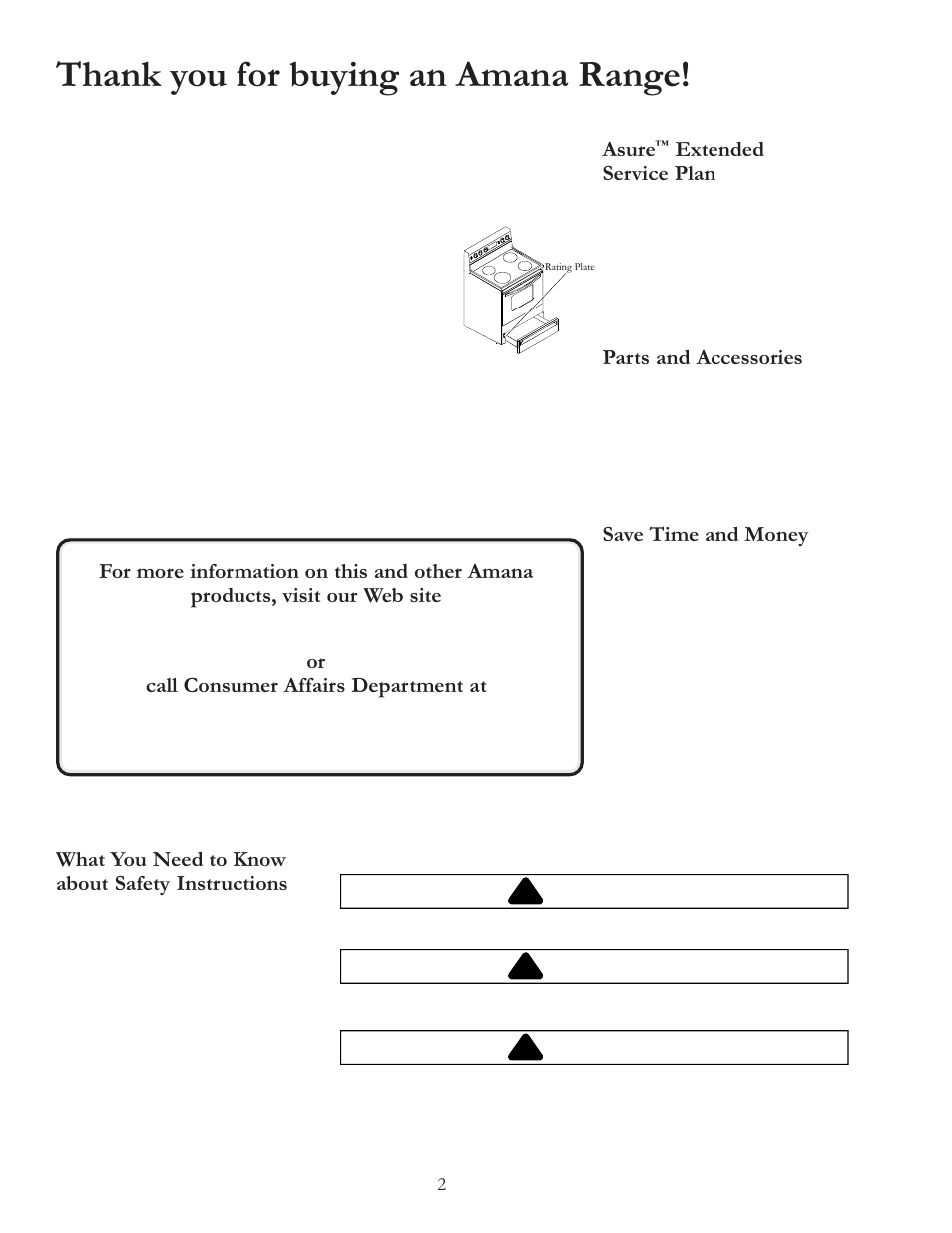 Danger, Warning, Caution | Amana ARR6420 User Manual | Page 2 / 24
