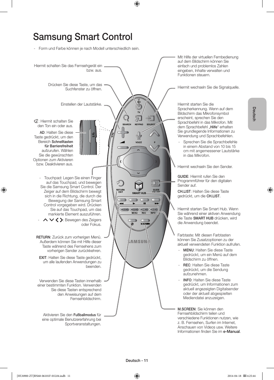 Samsung smart control | Samsung UE50HU6900D User Manual | Page 59 / 73
