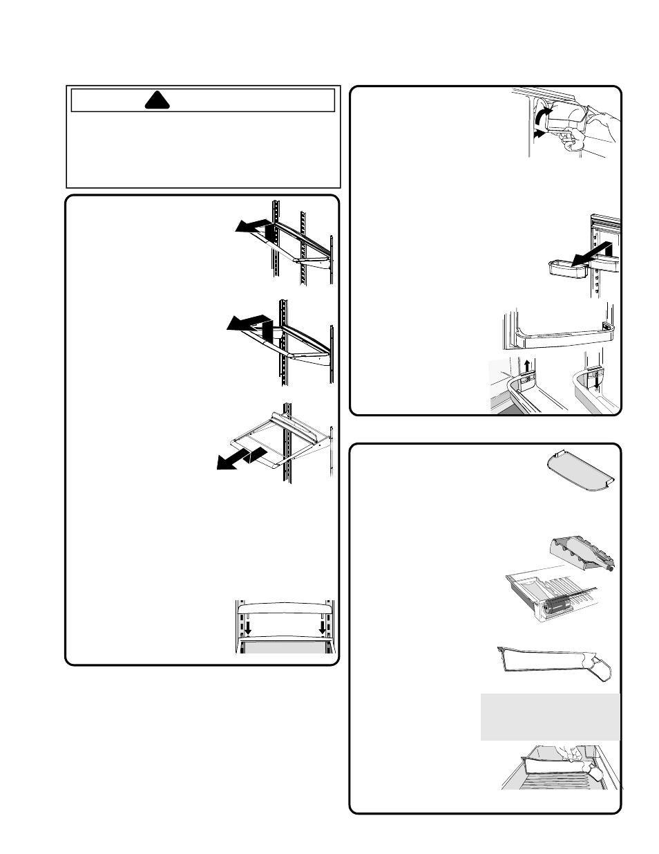 Fresh food features, Caution, Interior shelves | Door storage, Accessories | Amana Bottom-Freezer Refrigerator User Manual | Page 10 / 19