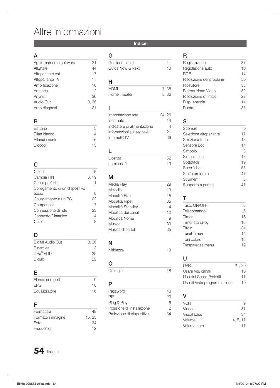 Altre informazioni | Samsung LE32C650L1P User Manual | Page 108 / 164