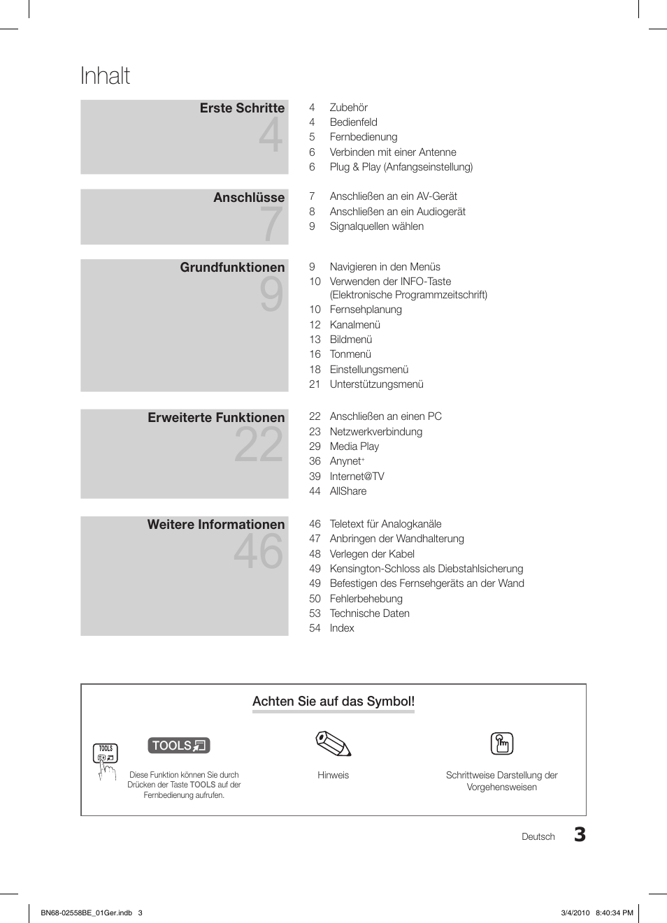 Inhalt | Samsung LE32C650L1P User Manual | Page 112 / 164