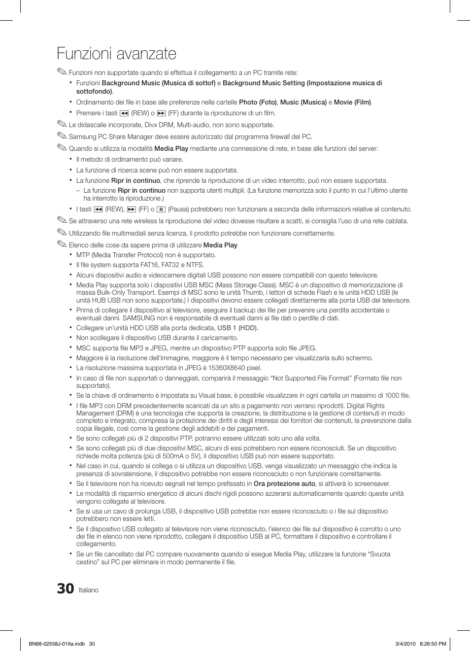 Funzioni avanzate | Samsung LE32C650L1P User Manual | Page 84 / 164