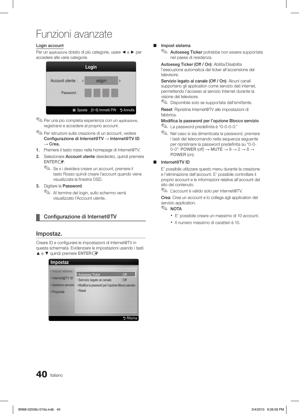 Funzioni avanzate, Impostaz | Samsung LE32C650L1P User Manual | Page 94 / 164