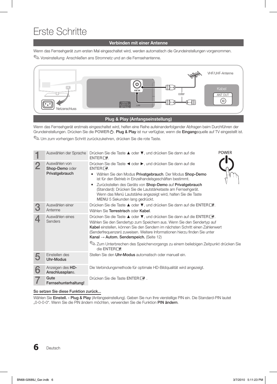 Erste schritte | Samsung LE46C630K1P User Manual | Page 105 / 149