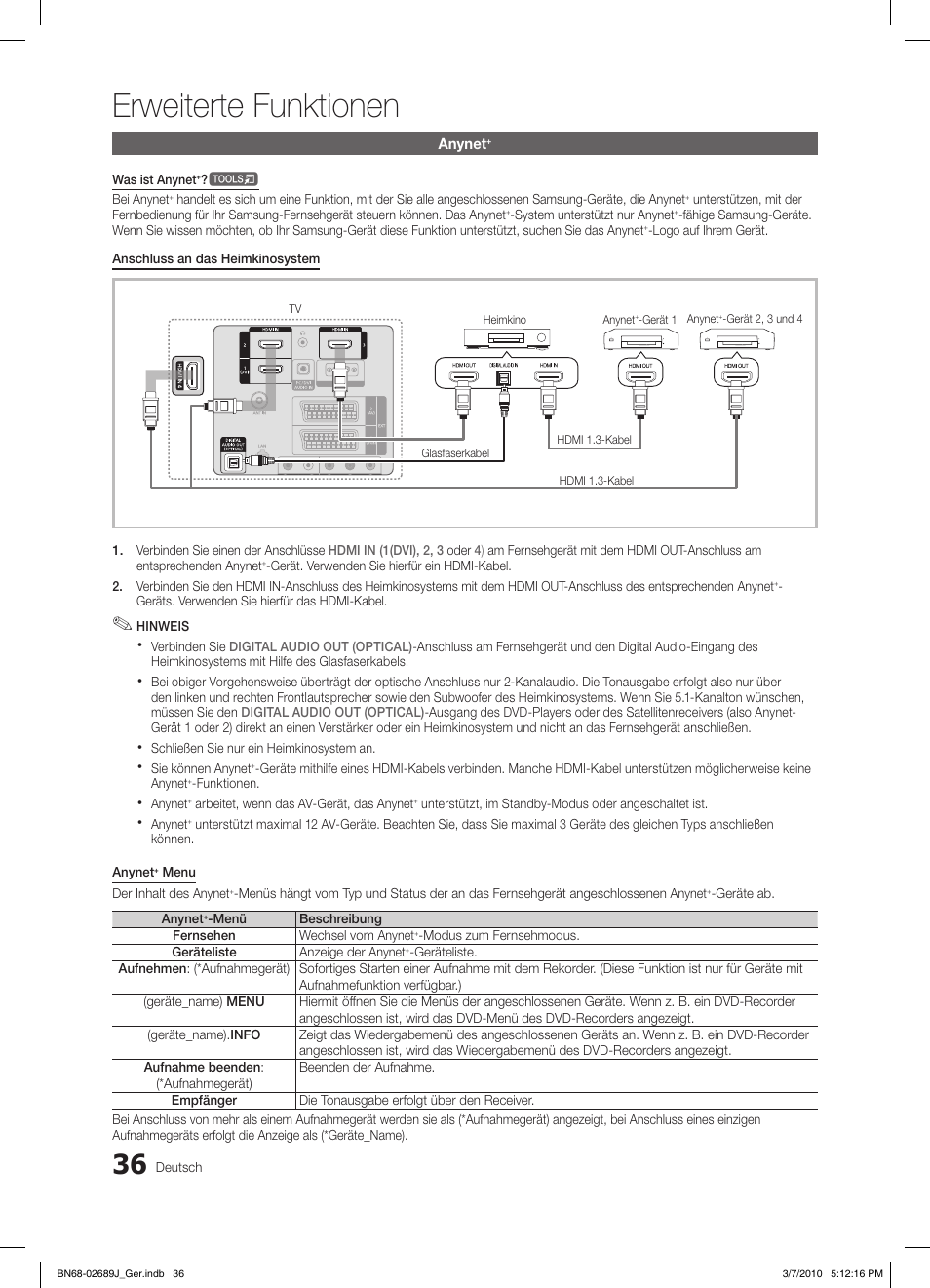 Erweiterte funktionen | Samsung LE46C630K1P User Manual | Page 135 / 149