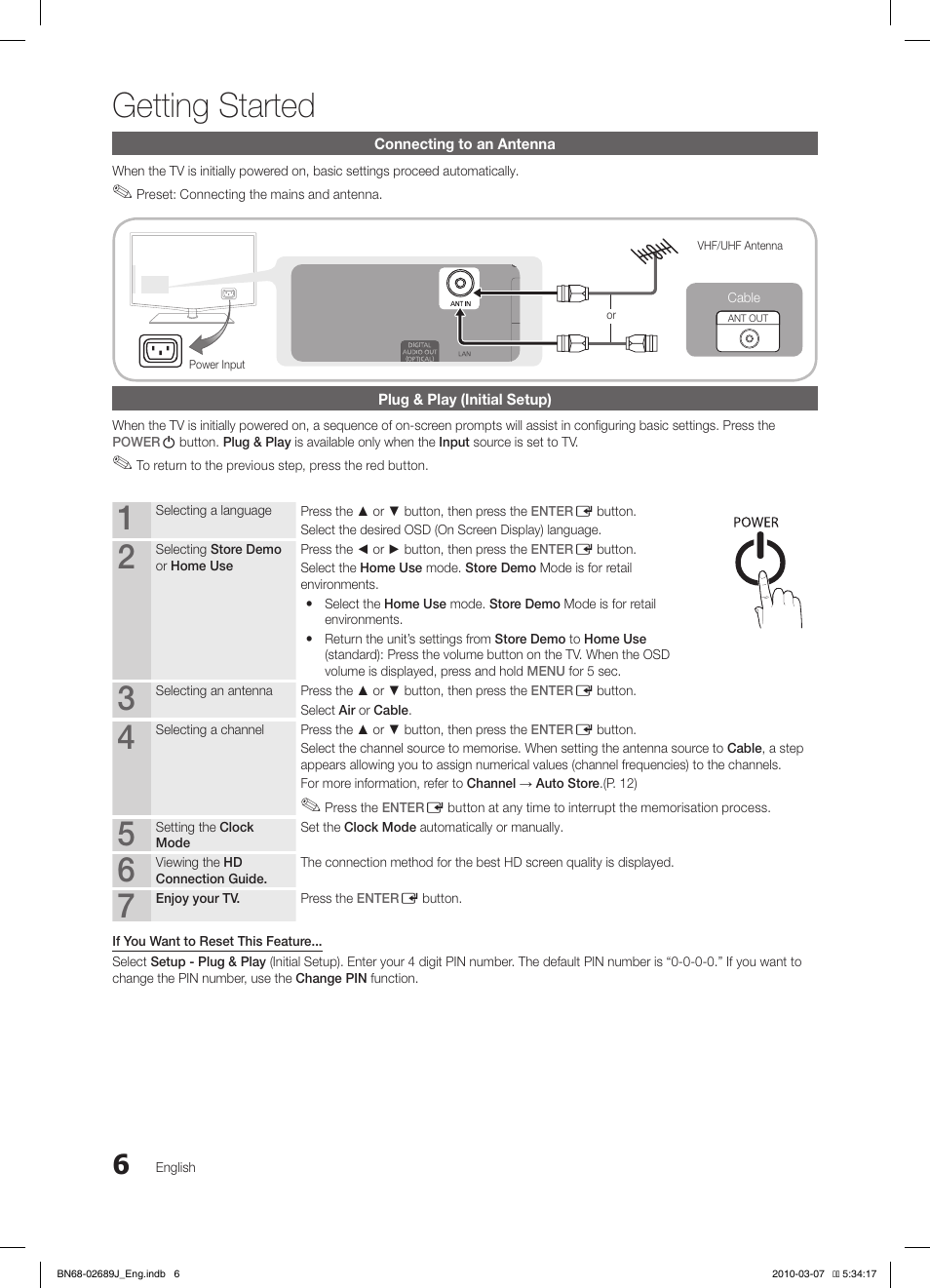 Getting started, S.mode p.mode | Samsung LE46C630K1P User Manual | Page 6 / 149