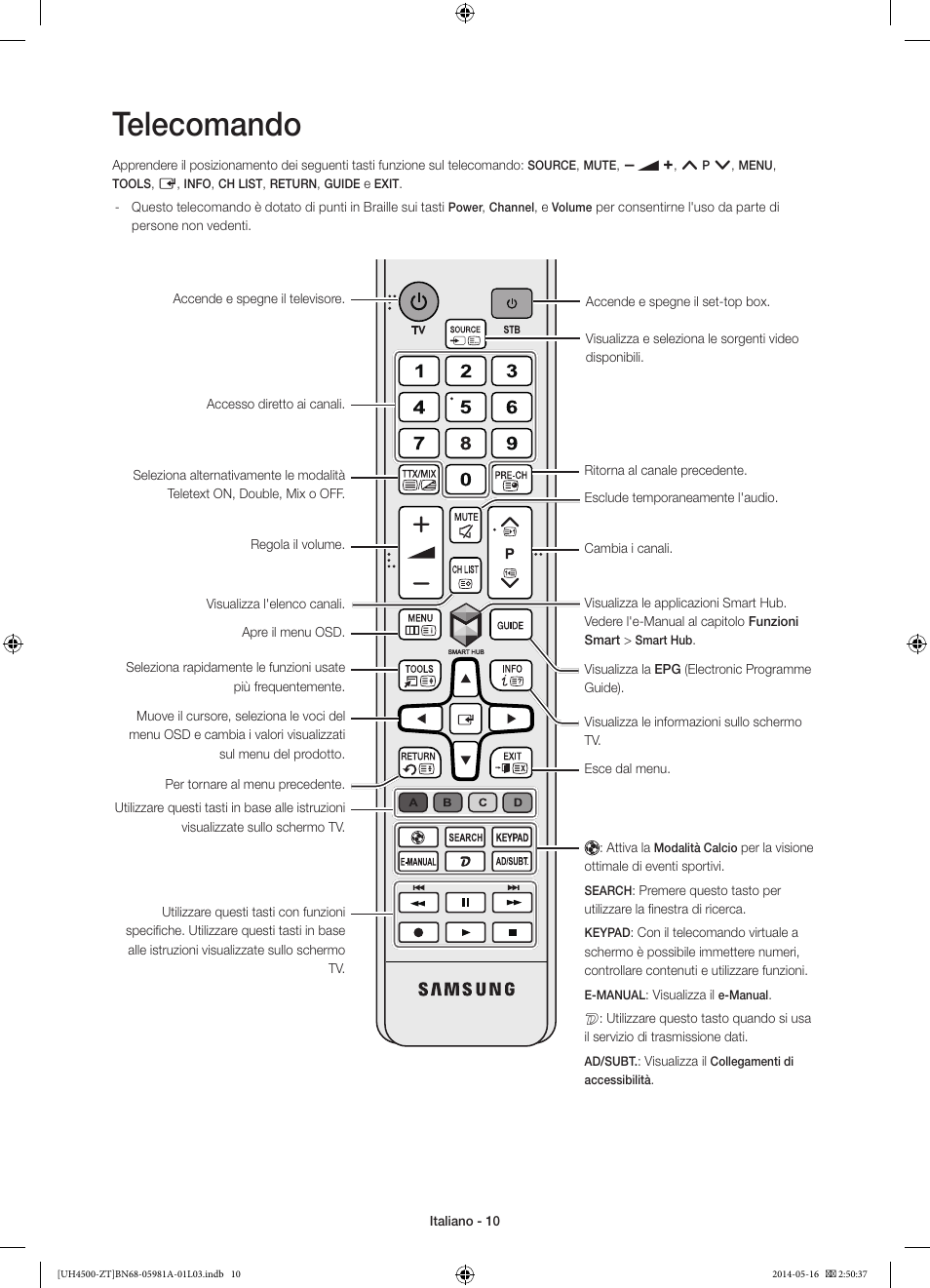 Telecomando | Samsung UE32H4510AY User Manual | Page 28 / 57