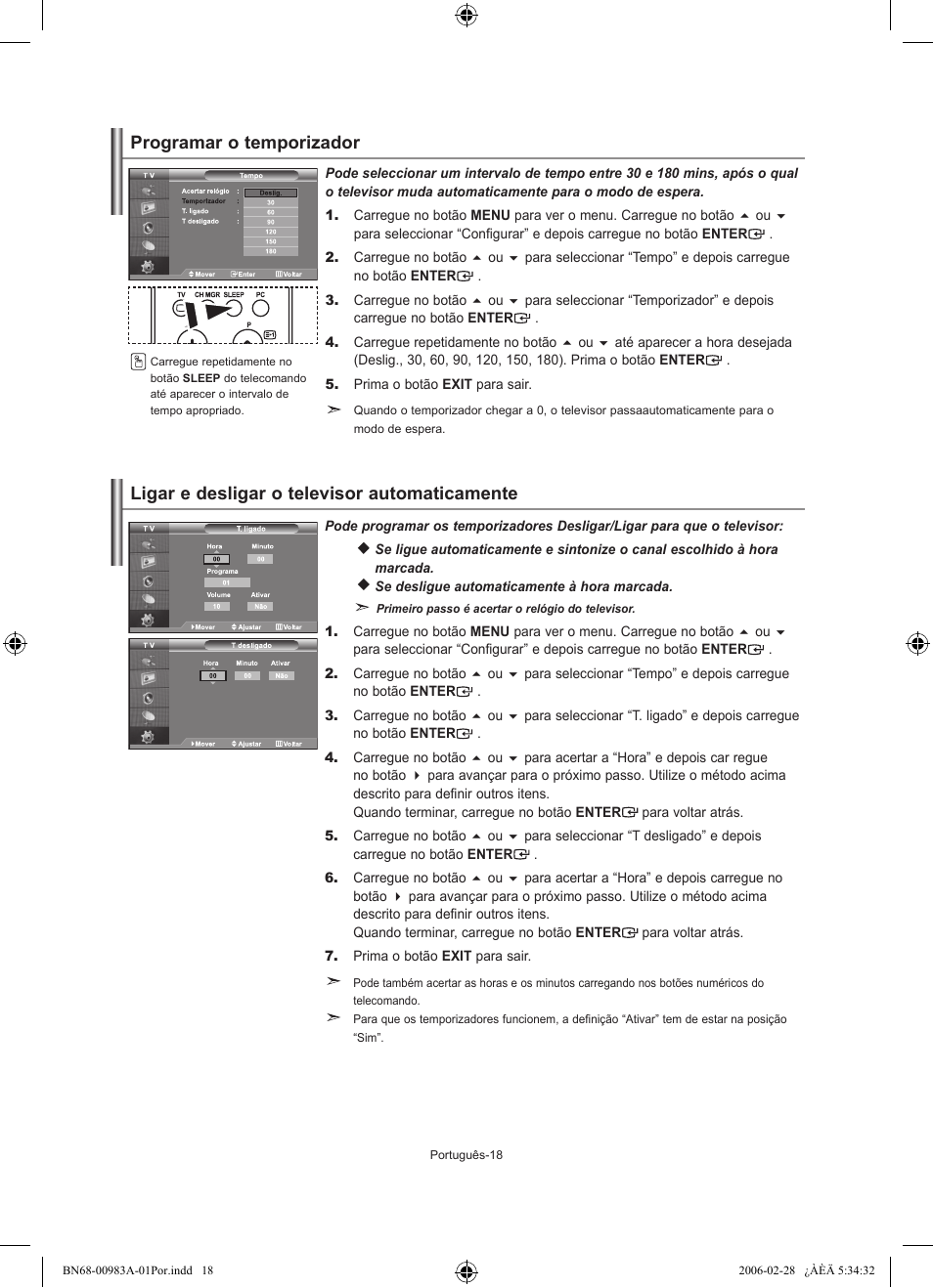 Programar o temporizador, Ligar e desligar o televisor automaticamente | Samsung LE32R72B User Manual | Page 150 / 187