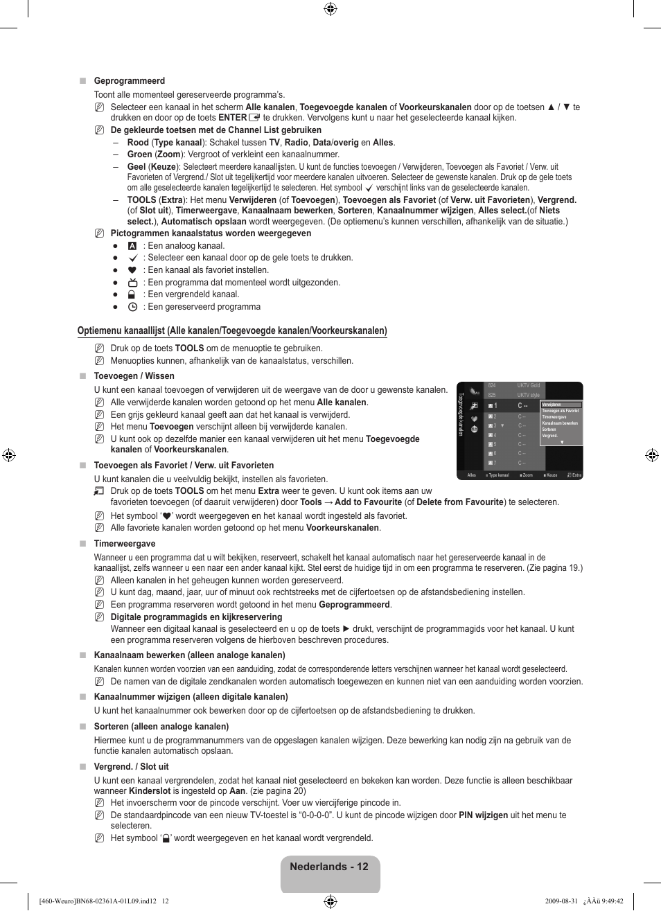 Nederlands - 12 | Samsung LE32B460B2W User Manual | Page 110 / 296