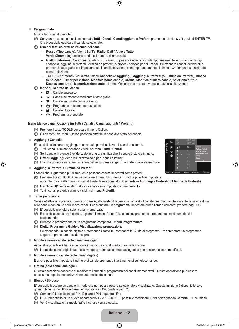 Italiano - 12 | Samsung LE32B460B2W User Manual | Page 142 / 296