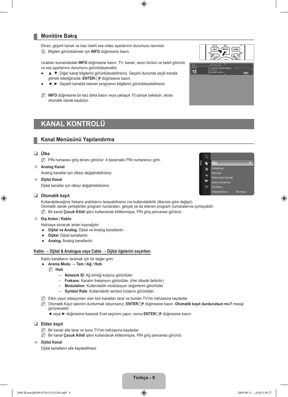 Kanal kontrolü, Monitöre bakış, Kanal menüsünü yapılandırma | Samsung LE32B460B2W User Manual | Page 267 / 296