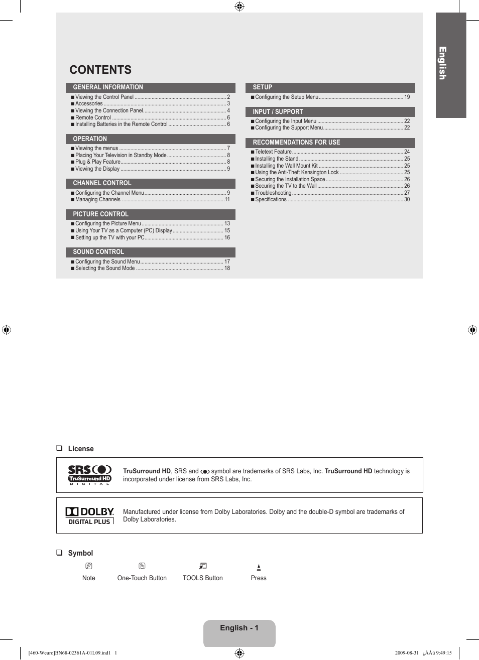 Samsung LE32B460B2W User Manual | Page 3 / 296