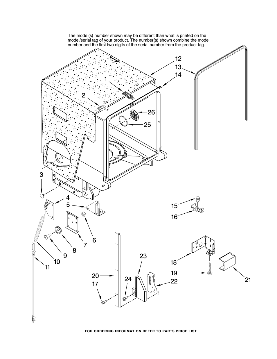Tub and frame, Tub and frame parts | Amana ADB1500AWQ37 User Manual | Page 7 / 14