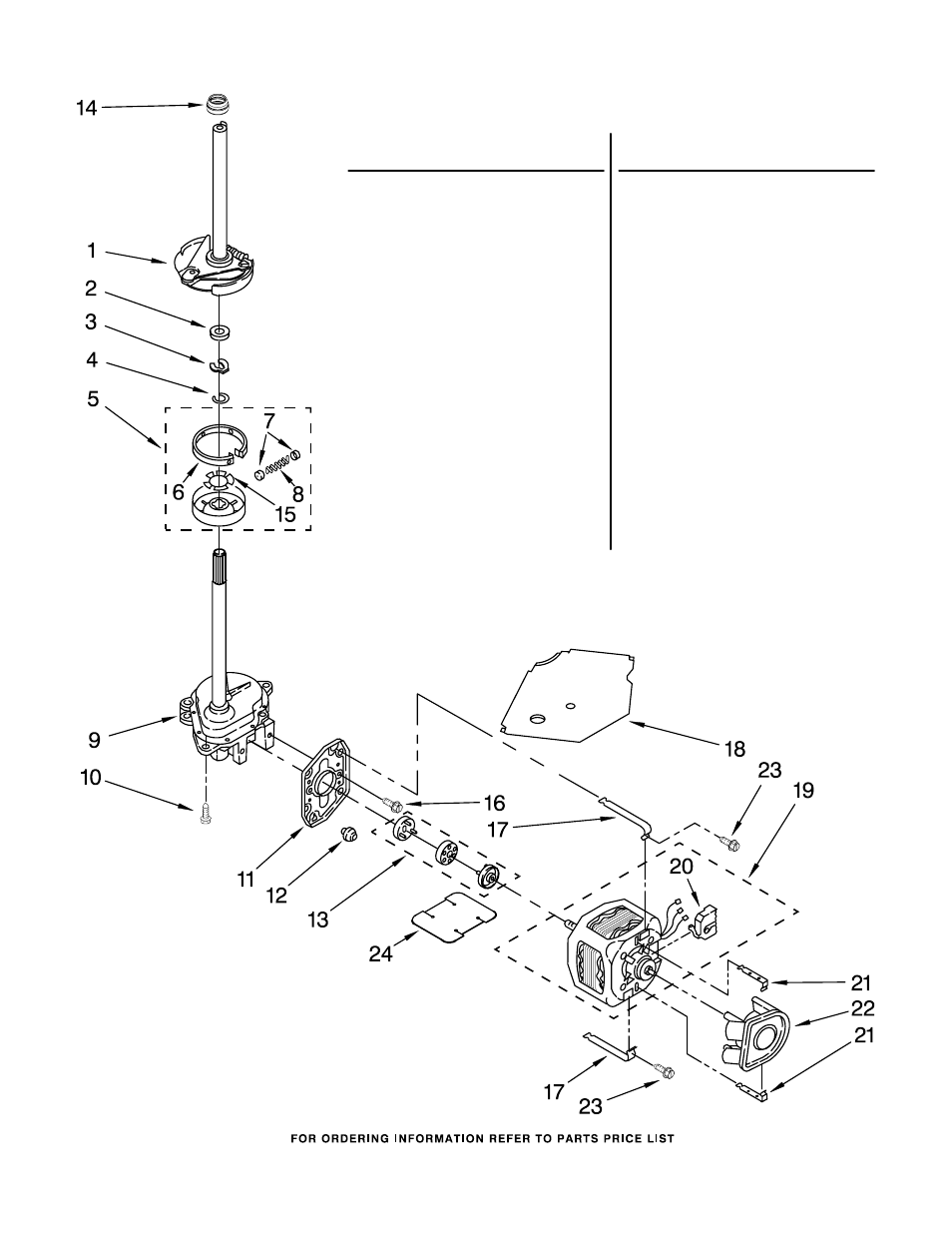 Brake, clutch, gearcase, motor and pump, Brake, clutch, gearcase, motor and pump parts | Amana NTW5205TQ0 User Manual | Page 7 / 13