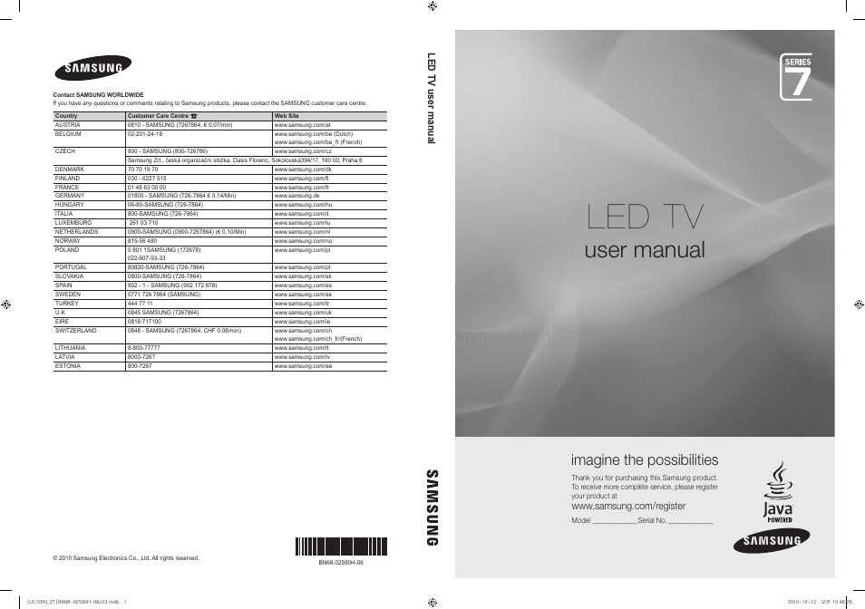 Samsung UE40C7000WP User Manual | 196 pages