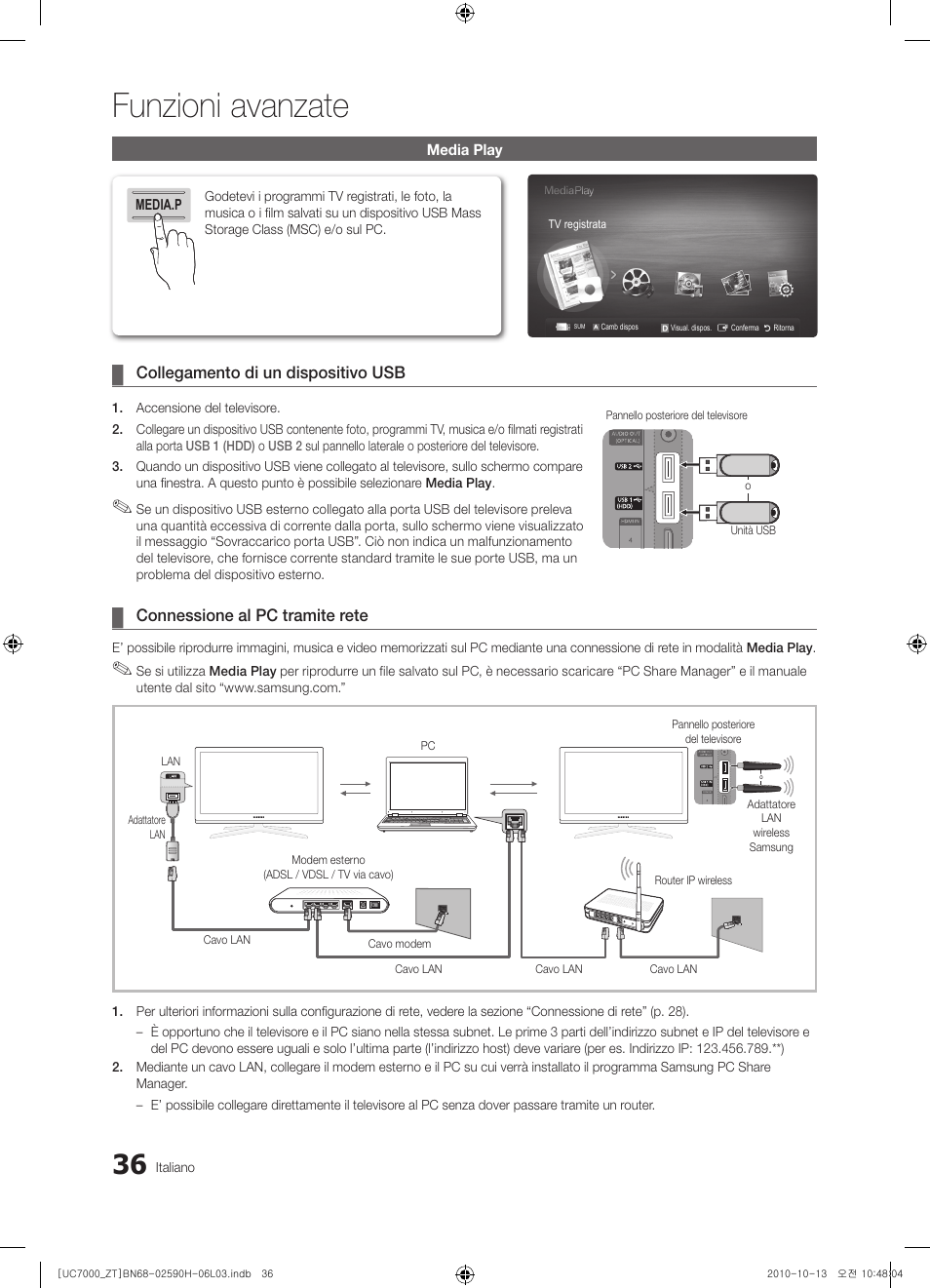 Funzioni avanzate | Samsung UE40C7000WP User Manual | Page 100 / 196