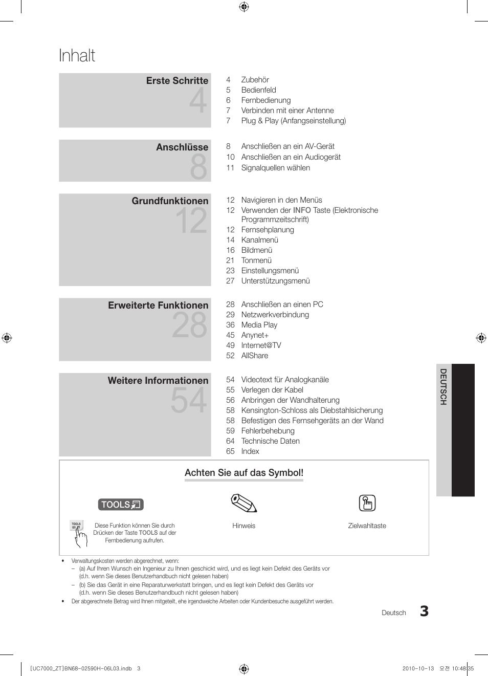 Inhalt | Samsung UE40C7000WP User Manual | Page 133 / 196