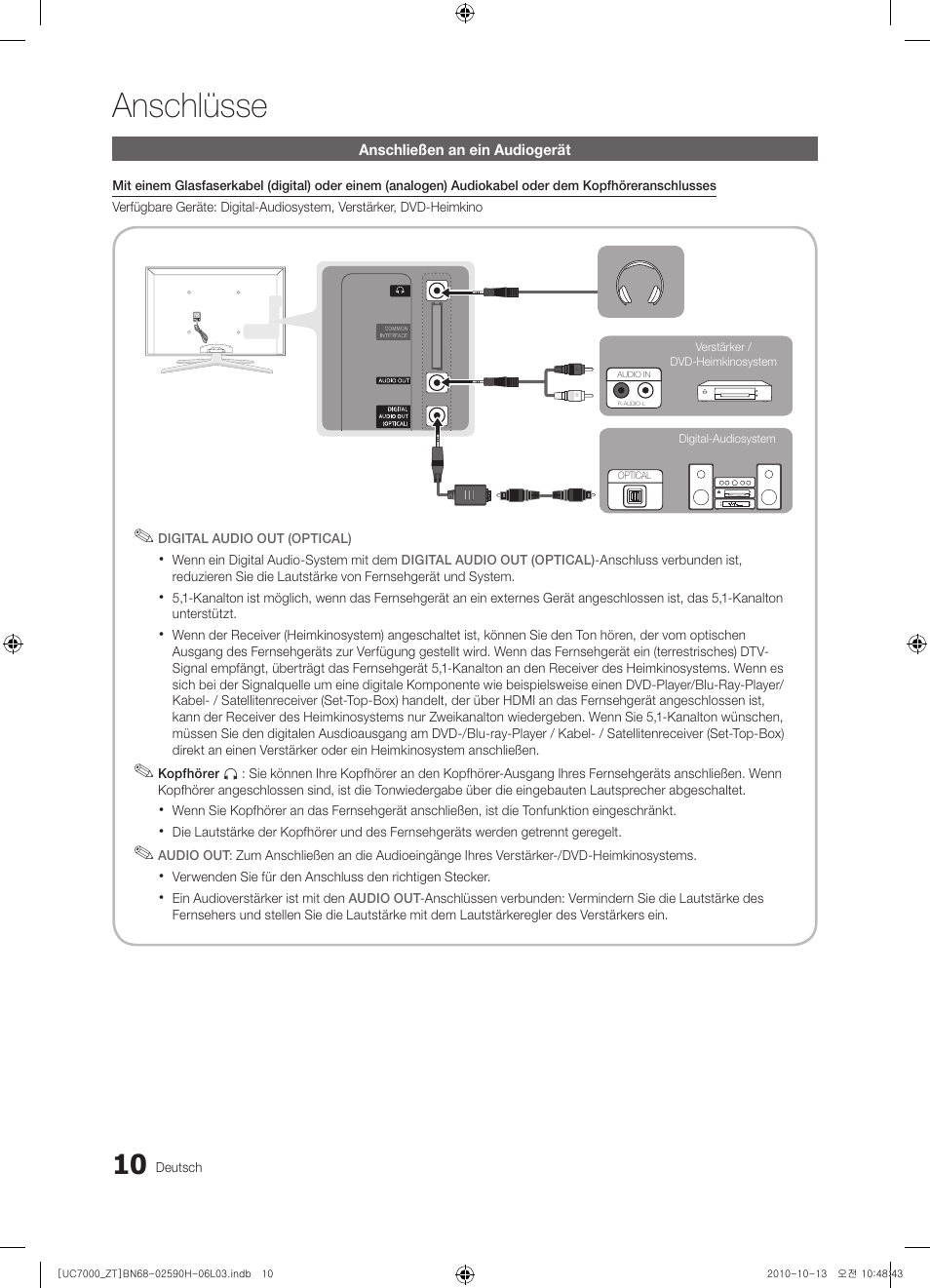 Anschlüsse | Samsung UE40C7000WP User Manual | Page 140 / 196