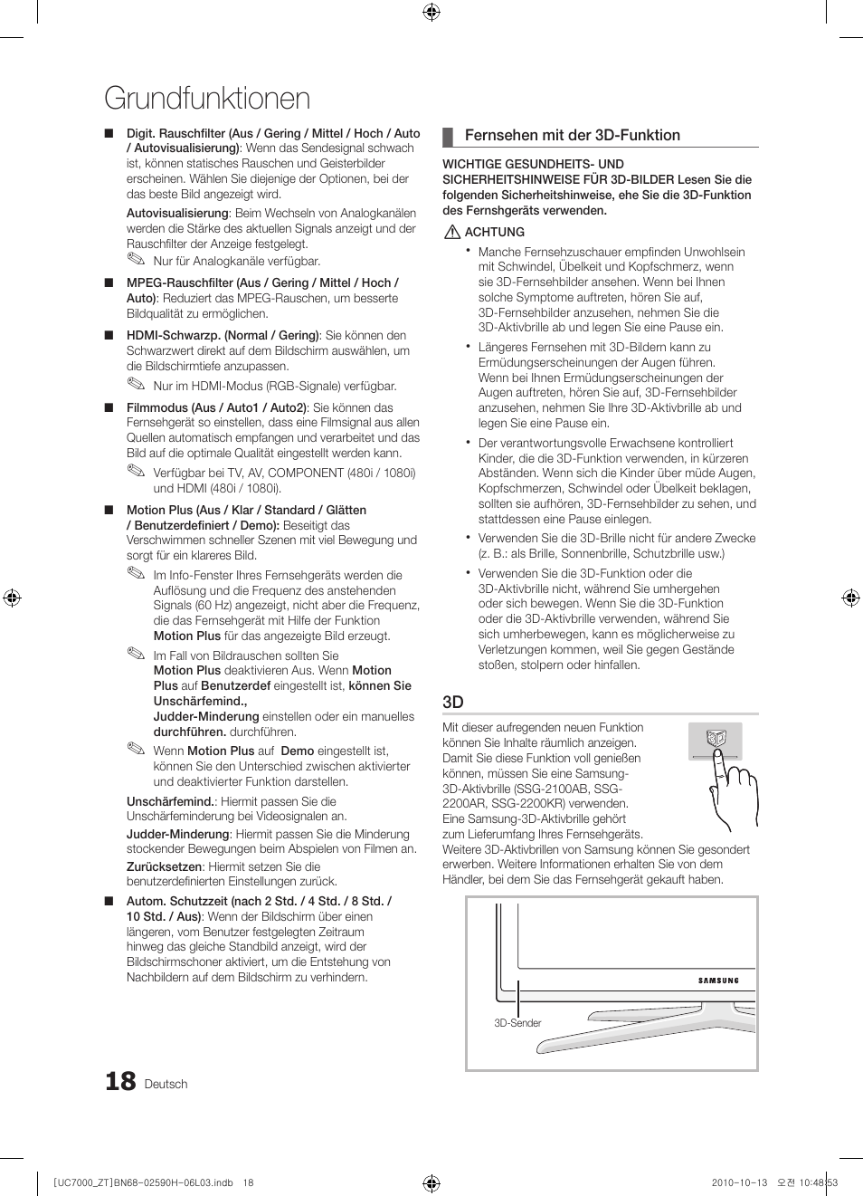 Grundfunktionen | Samsung UE40C7000WP User Manual | Page 148 / 196