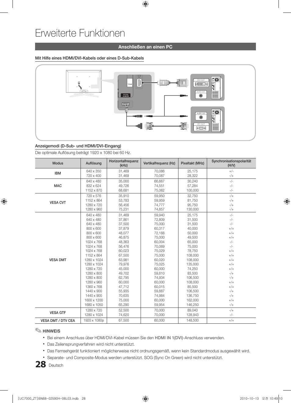 Erweiterte funktionen | Samsung UE40C7000WP User Manual | Page 158 / 196