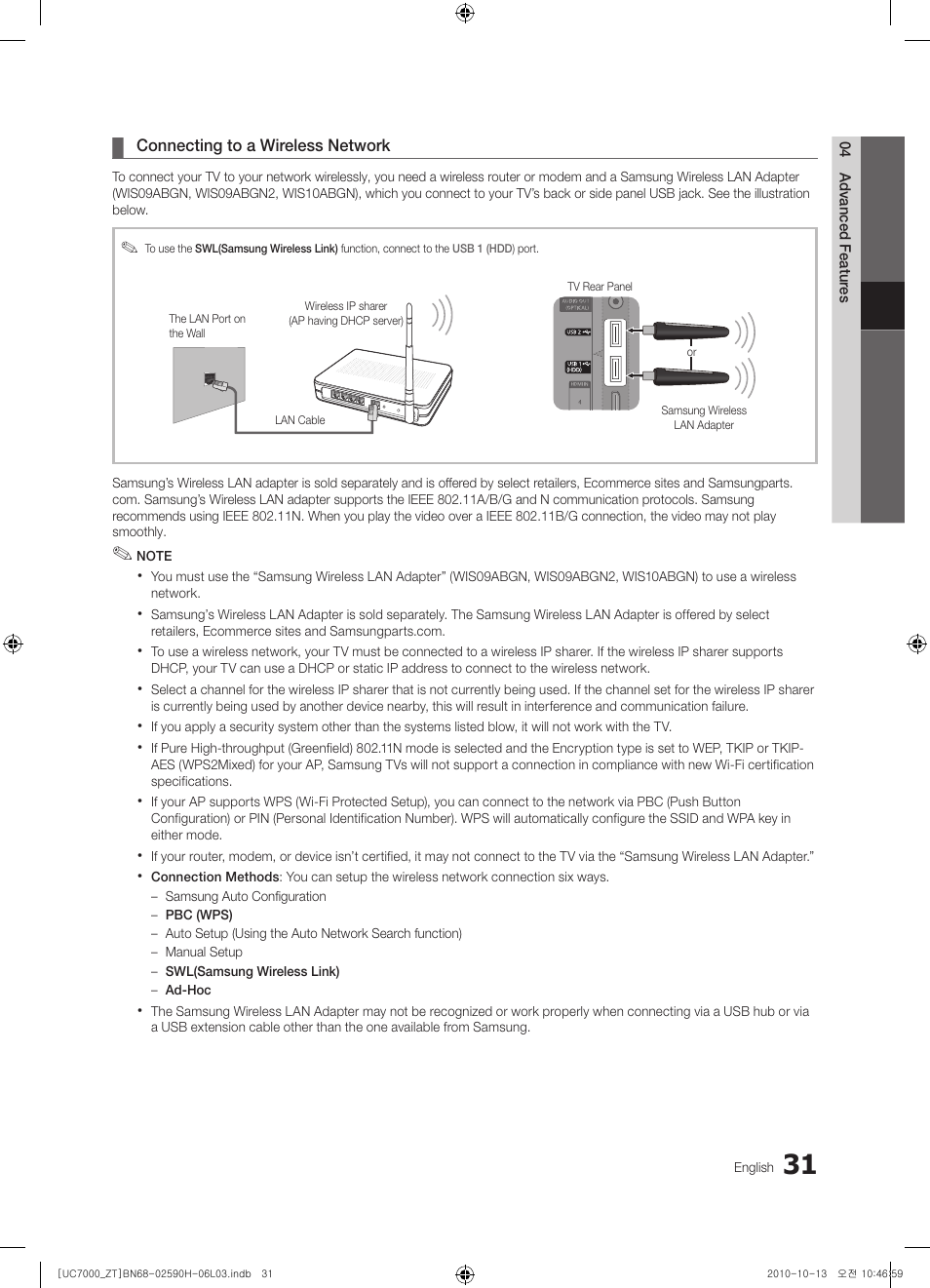 Samsung UE40C7000WP User Manual | Page 31 / 196