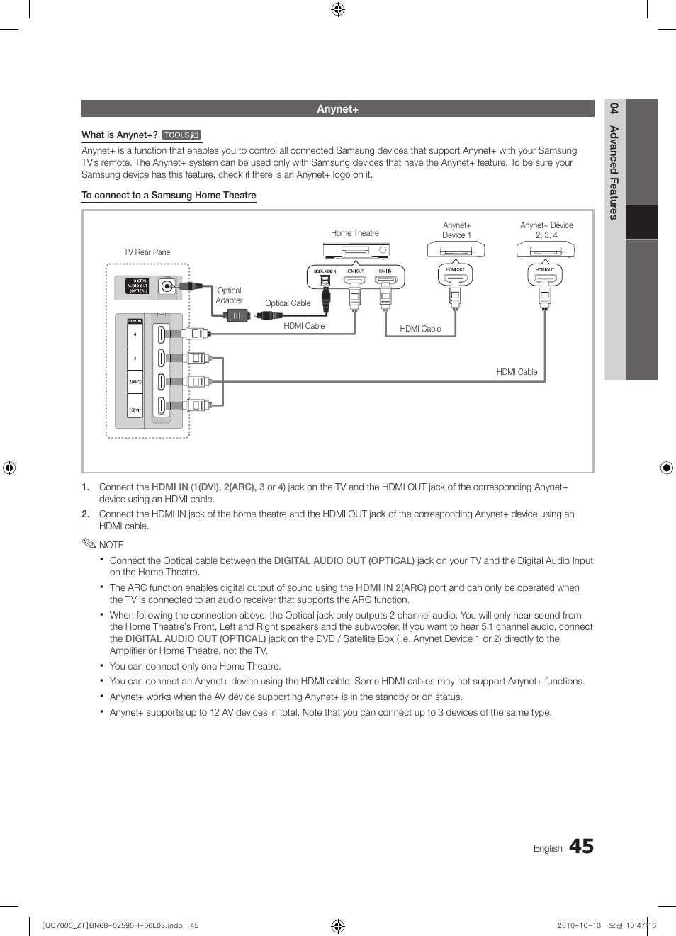 Samsung UE40C7000WP User Manual | Page 45 / 196