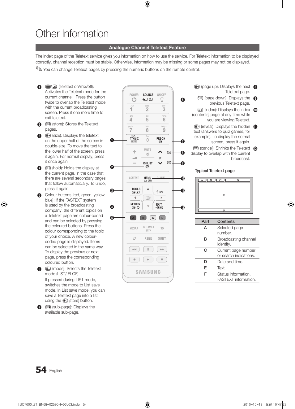 Other information | Samsung UE40C7000WP User Manual | Page 54 / 196