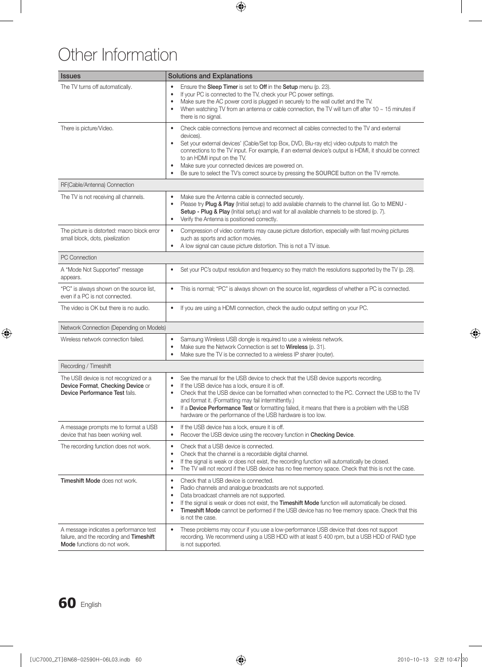 Other information | Samsung UE40C7000WP User Manual | Page 60 / 196