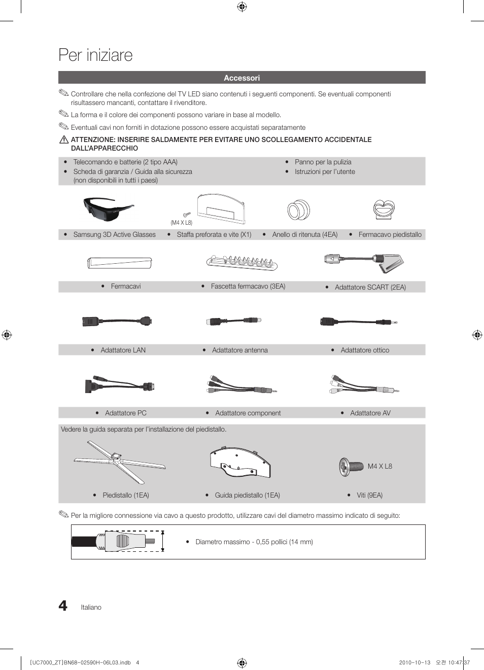 Per iniziare | Samsung UE40C7000WP User Manual | Page 68 / 196