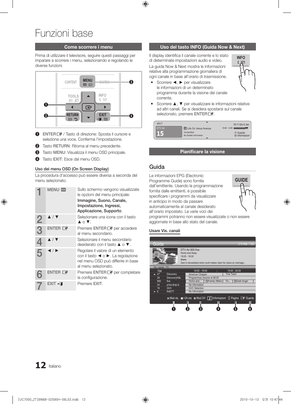 Funzioni base, Guida | Samsung UE40C7000WP User Manual | Page 76 / 196