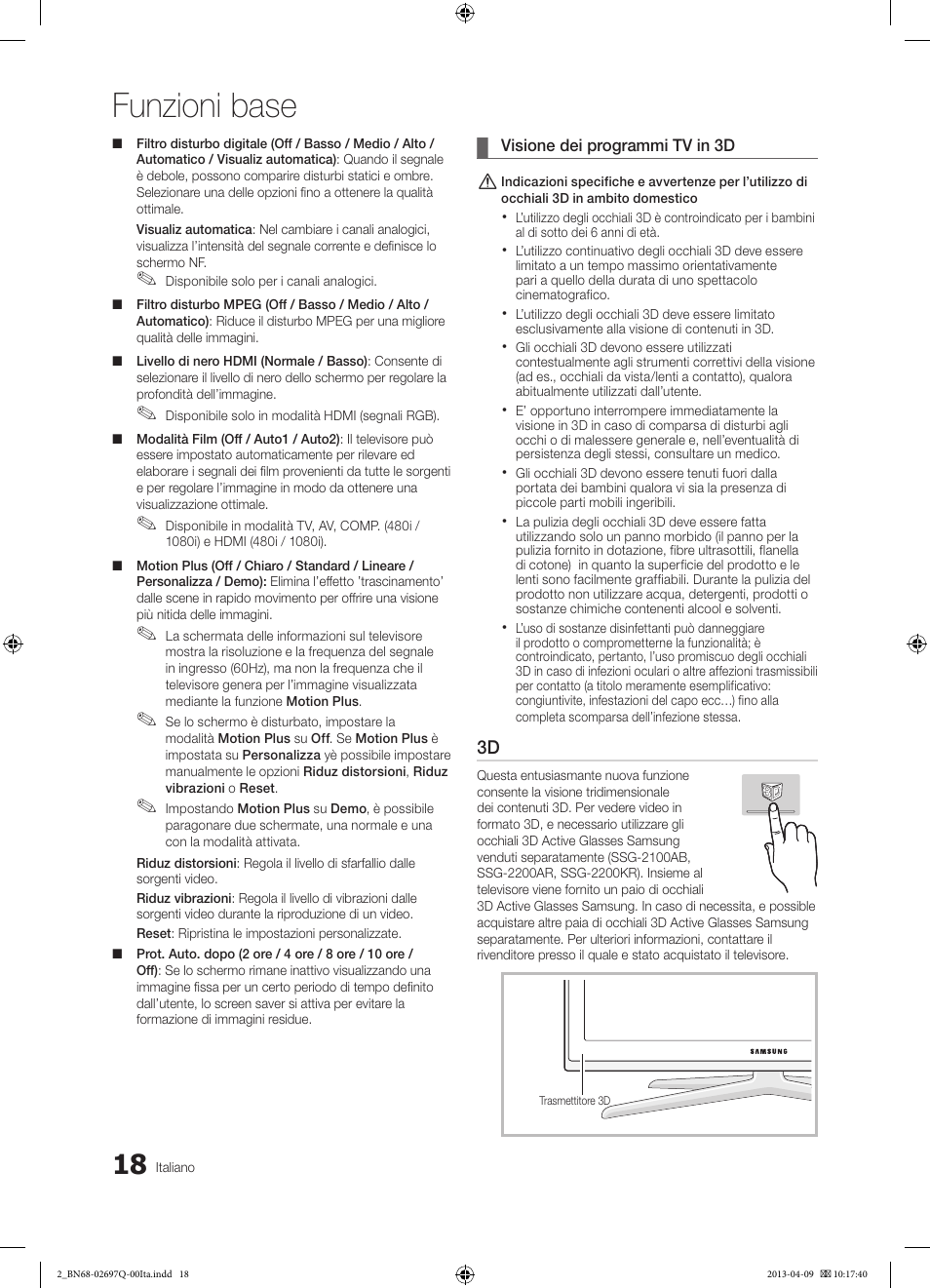 Funzioni base | Samsung UE40C7000WP User Manual | Page 82 / 196