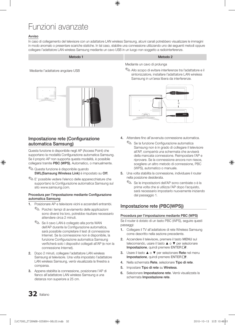 Funzioni avanzate | Samsung UE40C7000WP User Manual | Page 96 / 196