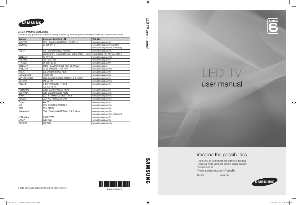 Samsung UE37C6500UP User Manual | 178 pages