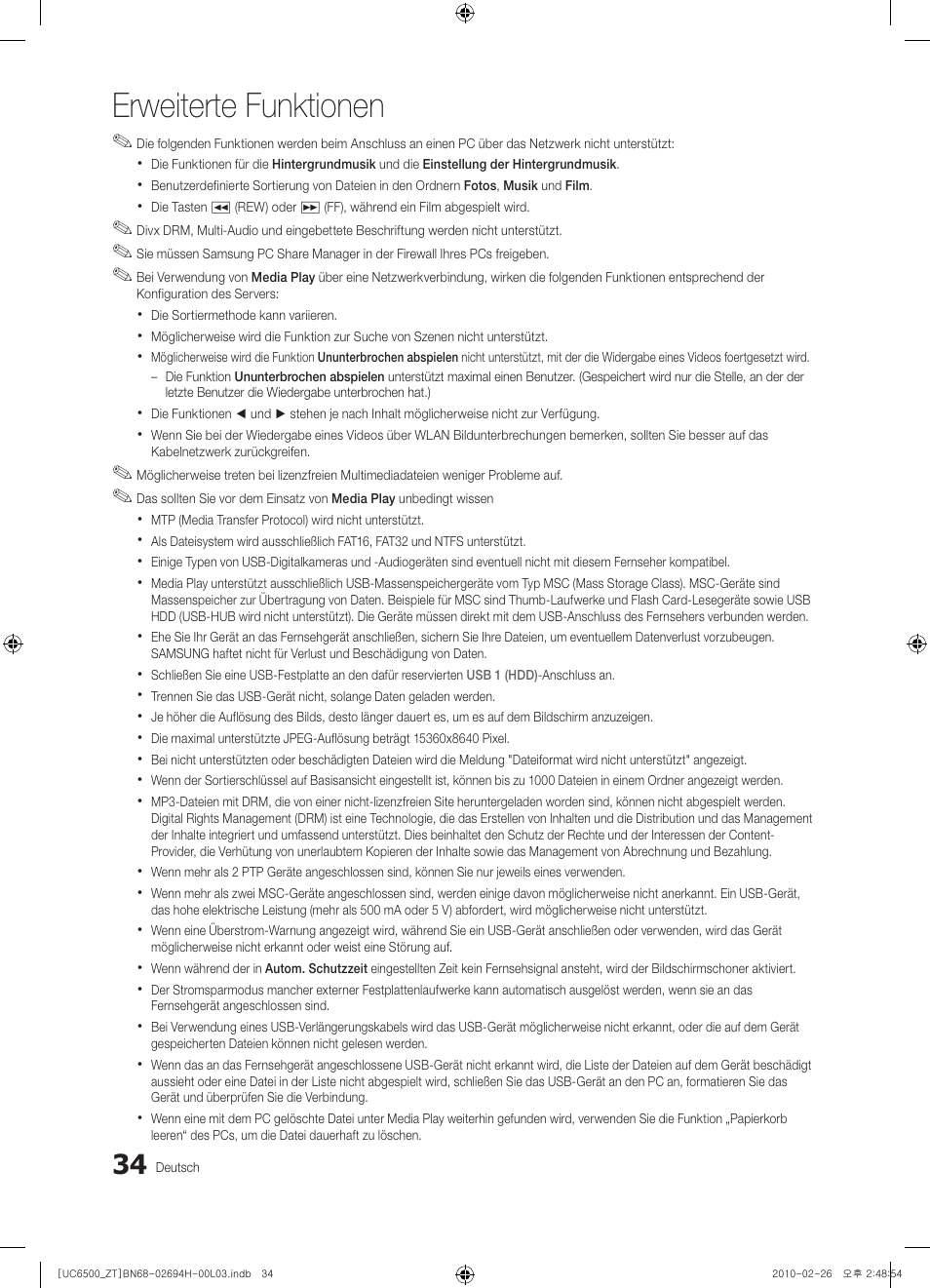 Erweiterte funktionen | Samsung UE37C6500UP User Manual | Page 152 / 178