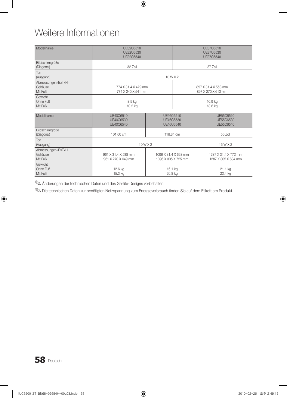 Weitere informationen | Samsung UE37C6500UP User Manual | Page 176 / 178