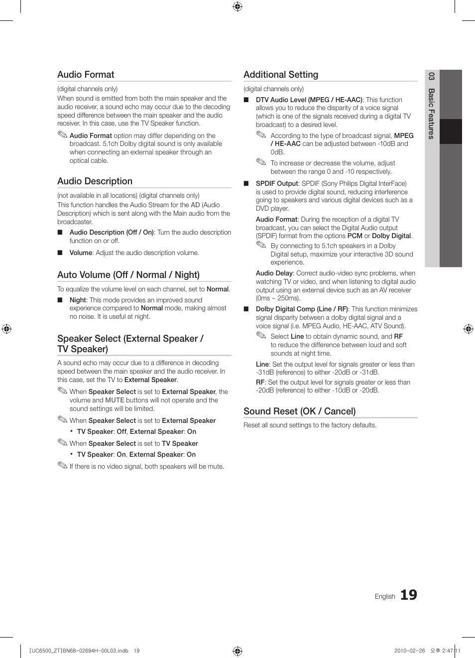 Samsung UE37C6500UP User Manual | Page 19 / 178