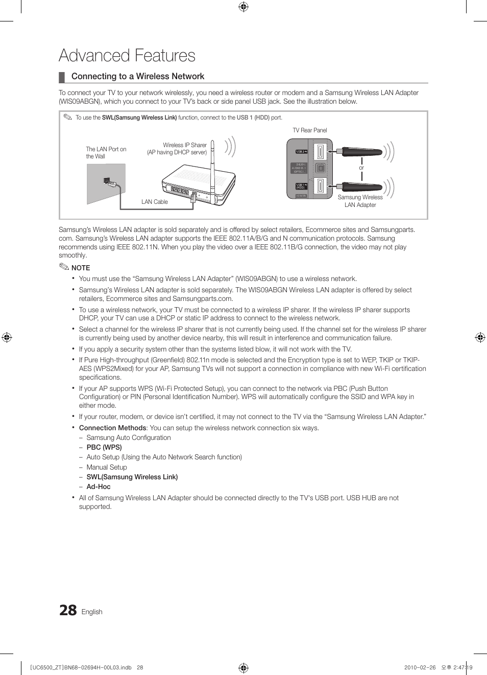 Advanced features | Samsung UE37C6500UP User Manual | Page 28 / 178