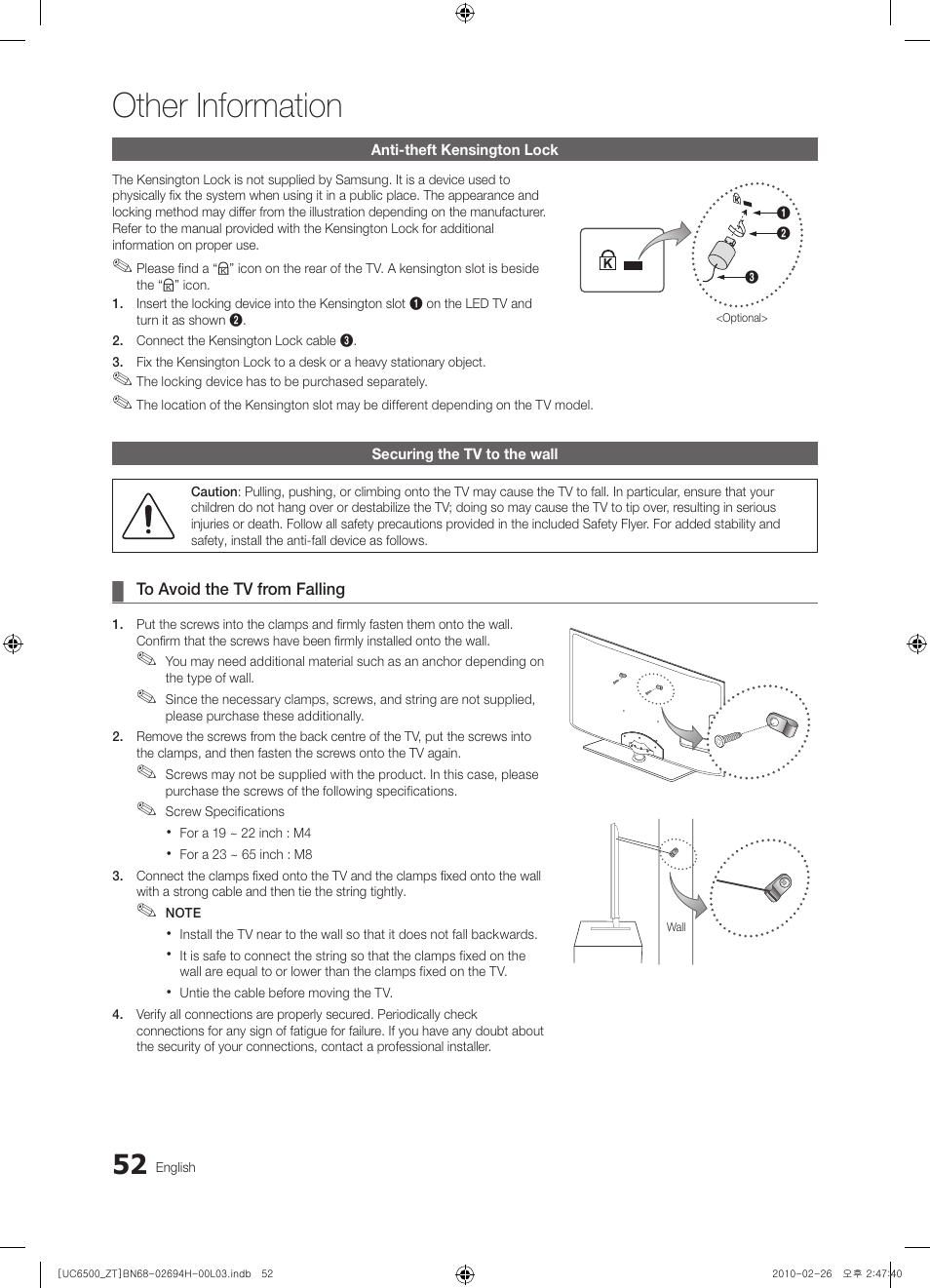 Other information | Samsung UE37C6500UP User Manual | Page 52 / 178