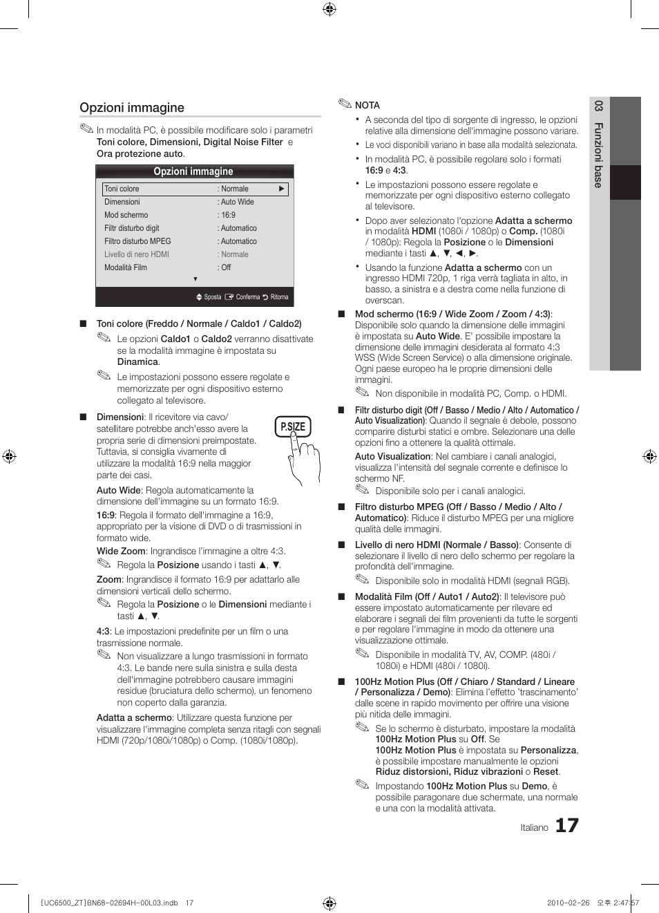 Opzioni immagine | Samsung UE37C6500UP User Manual | Page 75 / 178