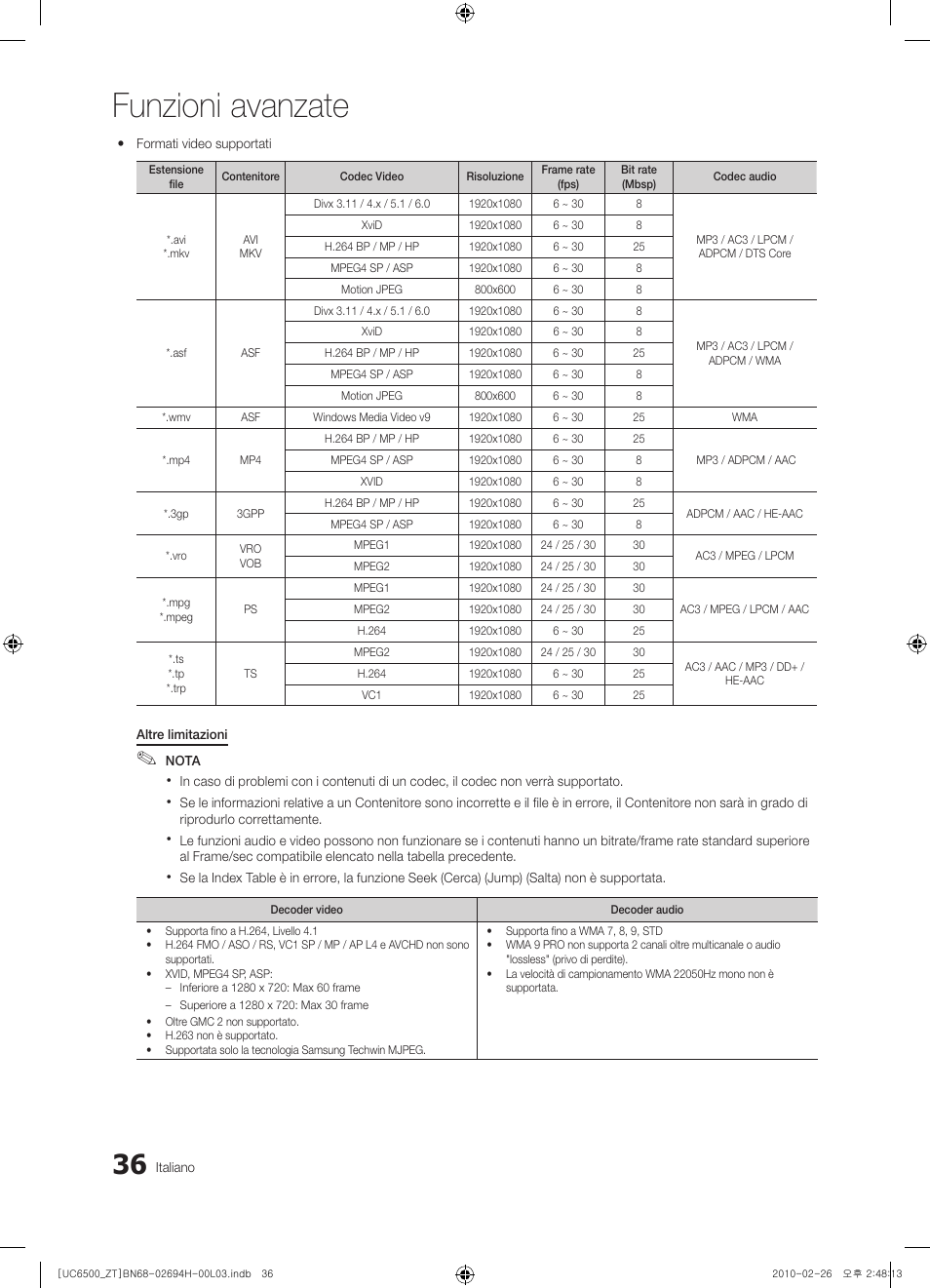 Funzioni avanzate | Samsung UE37C6500UP User Manual | Page 94 / 178