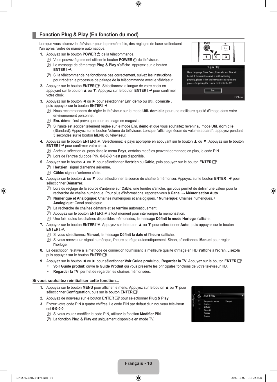 Fonction plug & play (en fonction du mod) | Samsung UE40B8000XP User Manual | Page 102 / 710