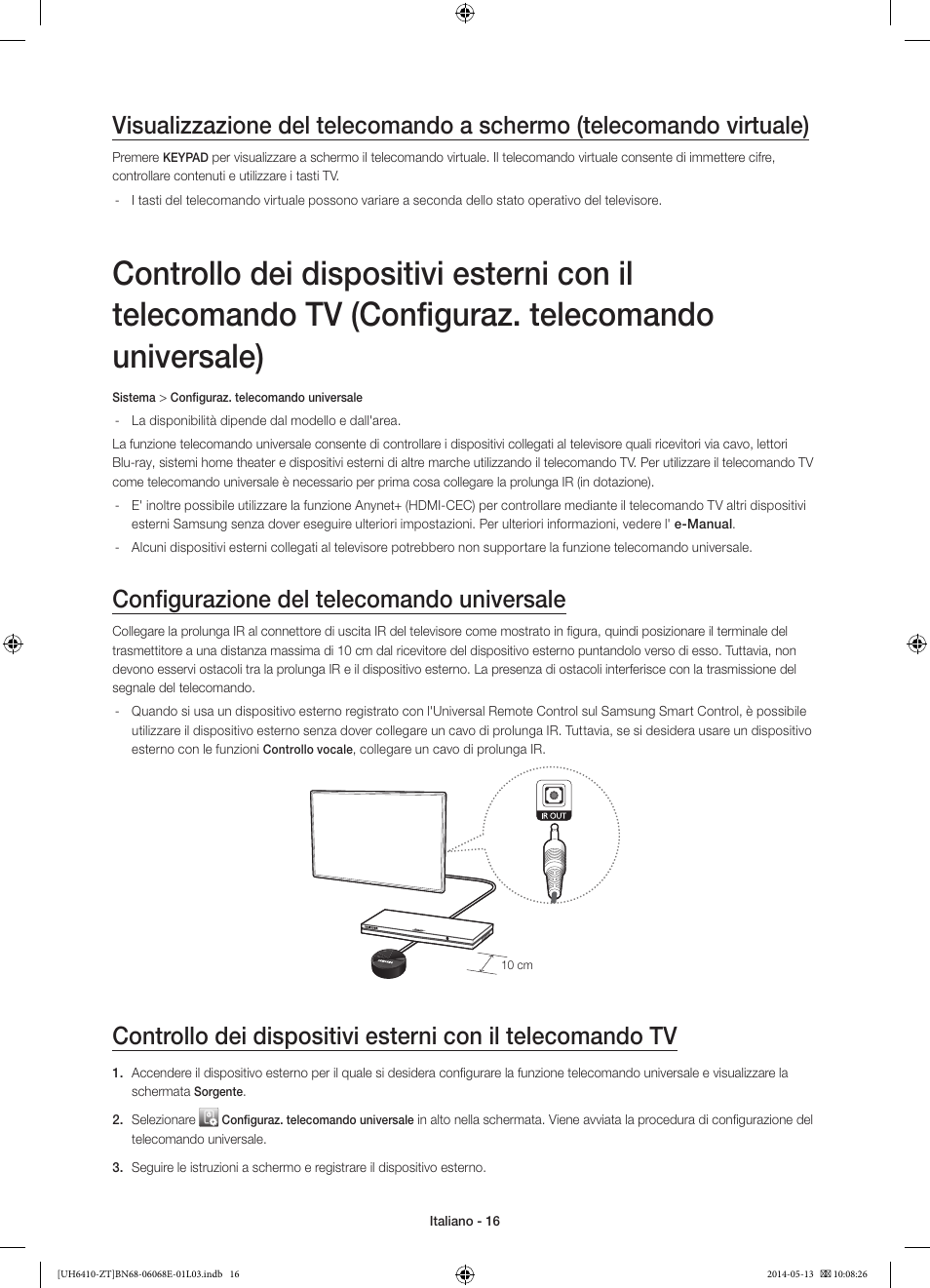 Configurazione del telecomando universale | Samsung UE40H6410SD User Manual | Page 39 / 71