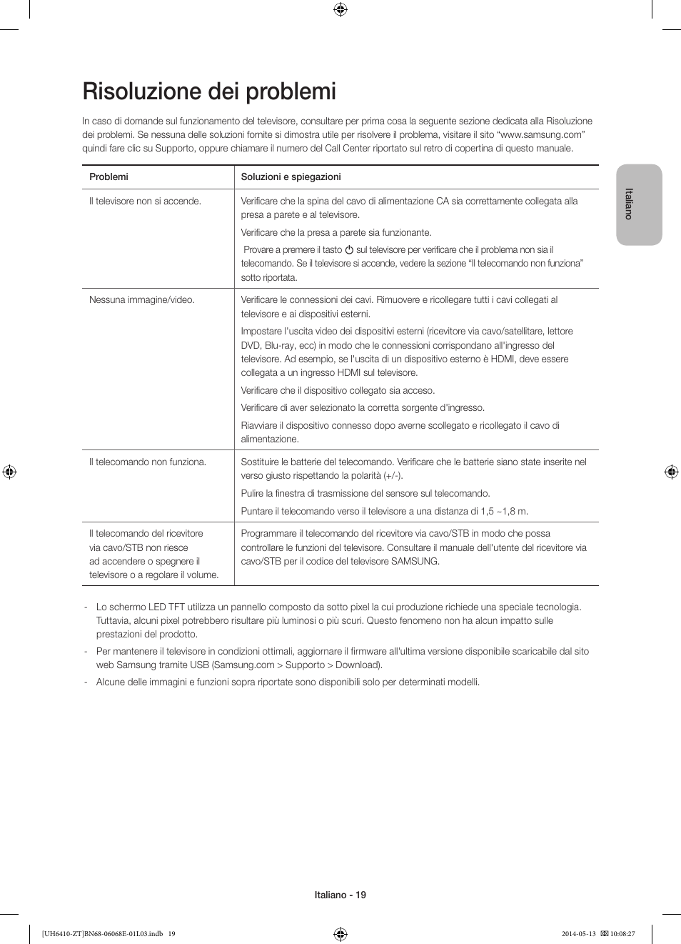 Risoluzione dei problemi | Samsung UE40H6410SD User Manual | Page 42 / 71