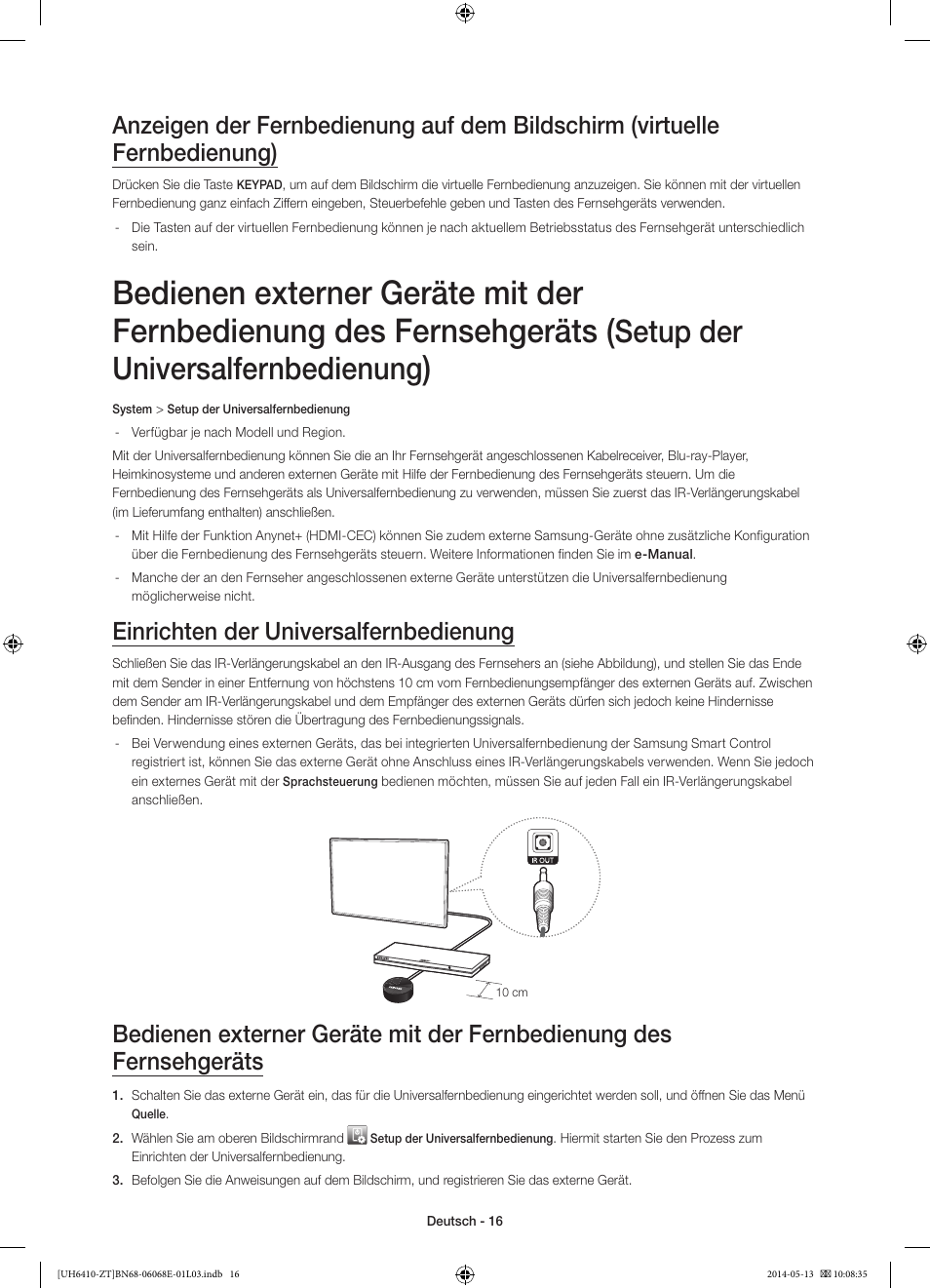 Setup der universalfernbedienung, Einrichten der universalfernbedienung | Samsung UE40H6410SD User Manual | Page 63 / 71