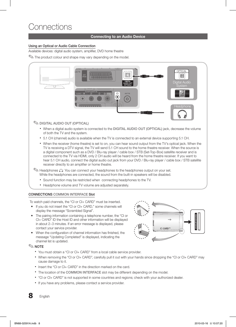 Connections | Samsung LE19C451E2W User Manual | Page 8 / 158